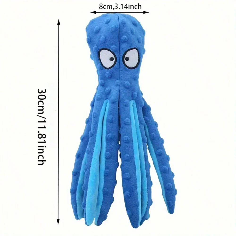 Dog Squeaky Octopus Toy No Stuffing Plush Chew Toy Durable Crinkle Interactive Puppy Teething Toy For Small Dogs Pets_voghion.com