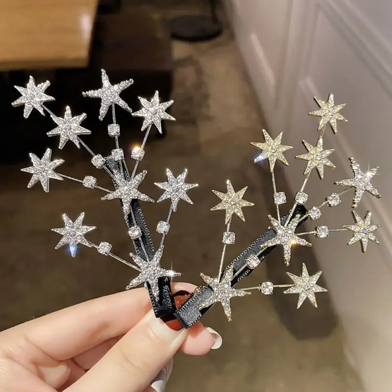 

Stars Rhinestone Barrette Slide Crystal Hair Clips Grips Hair Clip Women's Girls
