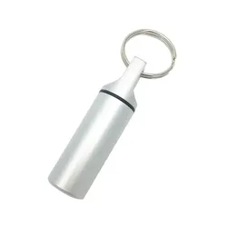 Waterproof Aluminum Pill Box Case with Sealed Storage and Keychain (Matte Slive)