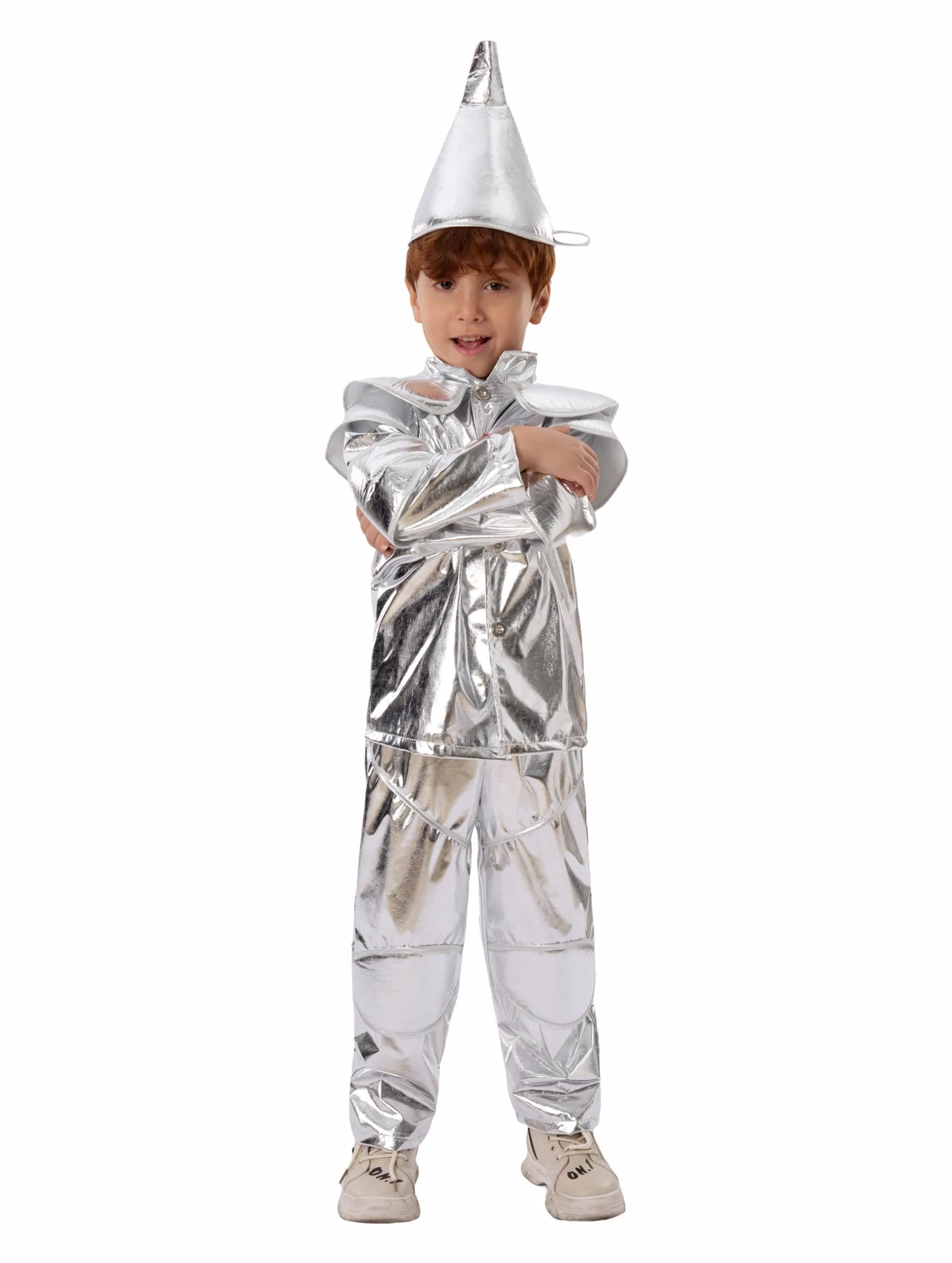 Oz Cartoon Character Tin Man Cosplay White Suit Costume Halloween kid Heart Carnival Party,kids cosplay costume