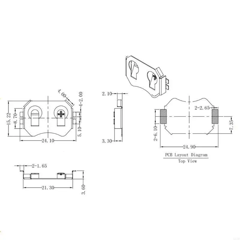 462E 탭 CR2032 2032 배터리 버튼 셀 홀더 코인 셀 리테이너 배터리 홀더 표면 실장 리플 로우 납땜 가능