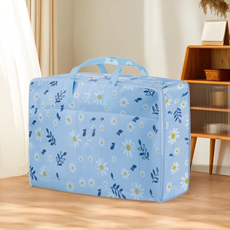 1pcs non-woven zou chrysanthemum storage bag, wide handle, smooth zipper, dustproof and mildew-proof, suitable for clothes, etc 3