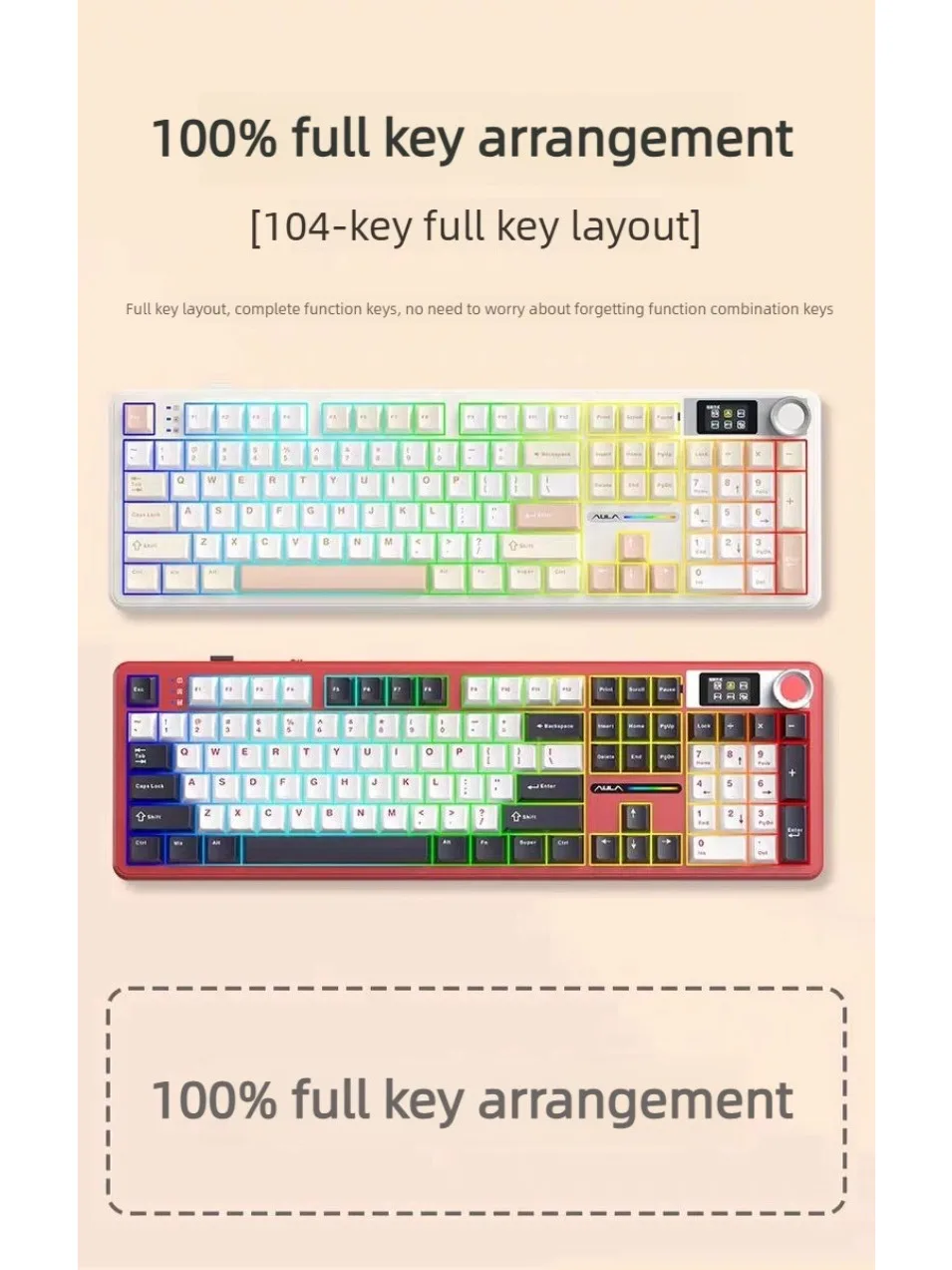 AULA F108Pro 기계식 키보드 3가지 모드 연결 8000mAh RGB 백라이..