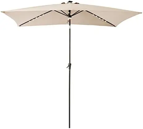 

6.5 x 10 ft Rectangular Solar Powered Outdoor Market Table Umbrella with LED Lights and Tilt