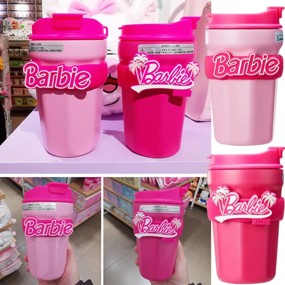 Miniso New 380Ml Barbie Travel Thermal Coffee Mug Anime Kawaii Portable Large Capacity Cold Insulated Drink Bottiglie D'Acqua Regali
