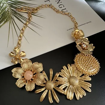Europa e America Collana di fiori in smalto colorato retrò alla moda, esagerata e retrò, gioielli per banchetti da donna 1
