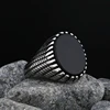 Bagues en acier inoxydable avec pierre d'agate noire pour hommes et femmes, bijoux de mariage de haute qualité, cadeaux simples, mode, livraison directe