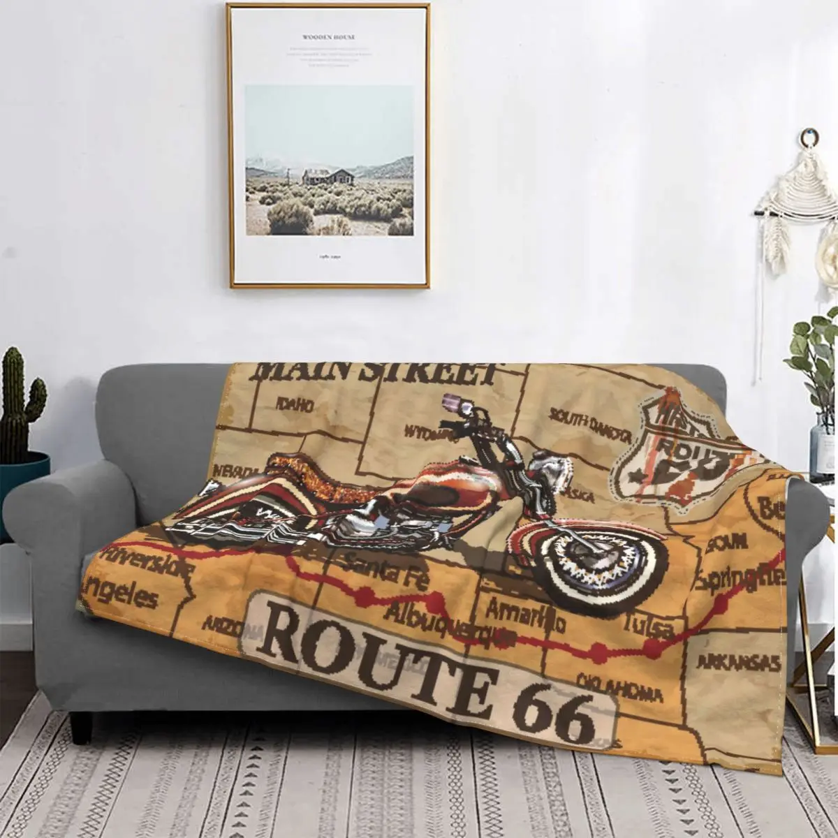 

Мотоциклетное одеяло в стиле ретро Route 66