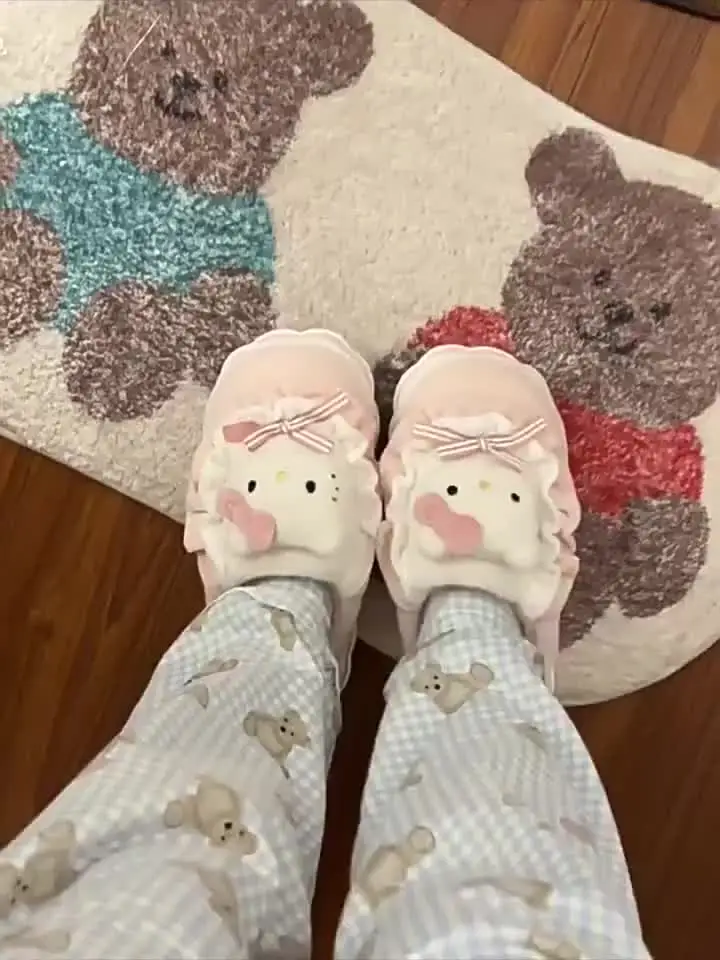 Новые хлопковые тапочки Cinnamoroll Kuromi женские Sanrio Pompompurin противоскользящие теплые