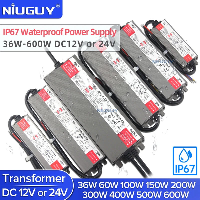 Waterproof Lighting Transformers AC 220V To DC 12 V 24V LED Driver Power Supply 60W 100W 150W 200W 300W 600W Outdoor Waterproof