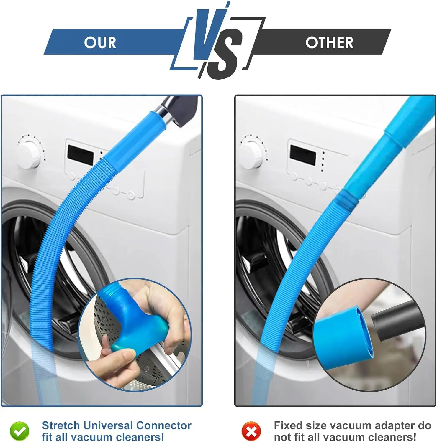 Dryer Vent Cleaner Kit Dryer Lint Vacuum Attachment with Stretch Universal Connector Tool Vacuum Hose Lint Remover 80cm/31.5 In