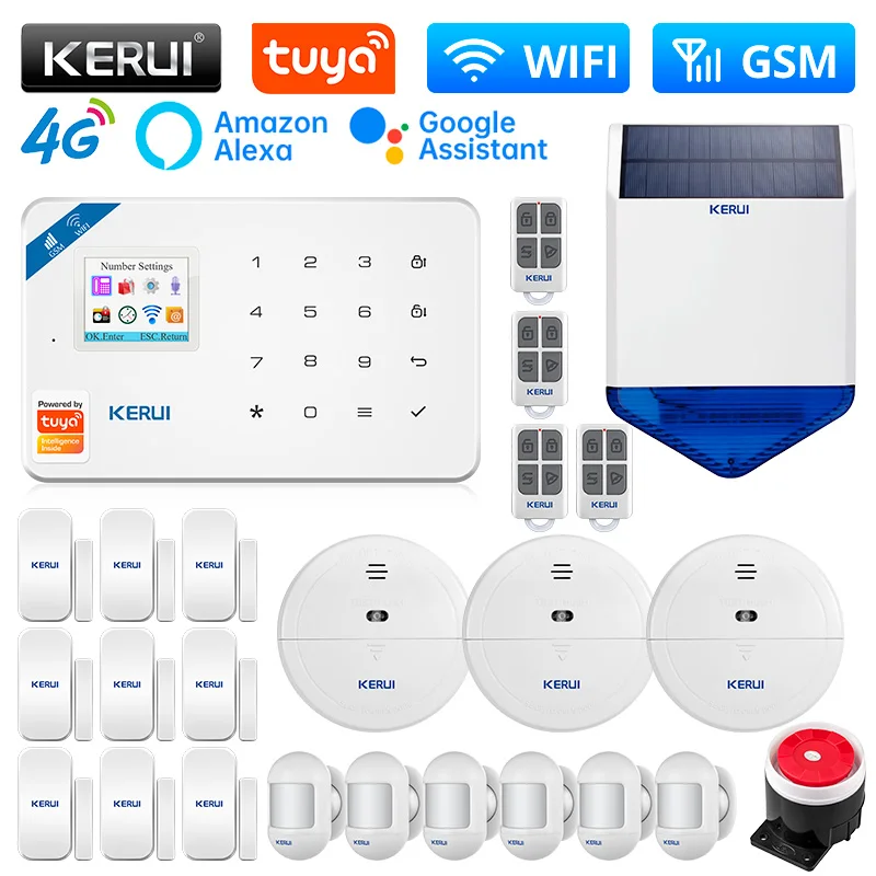 KERUI W184 4G Alarm System Tuya Smart Wireless WIFI GSM Alarm Motion Sensor Detector Burglar Support Alexa&Google APP Control