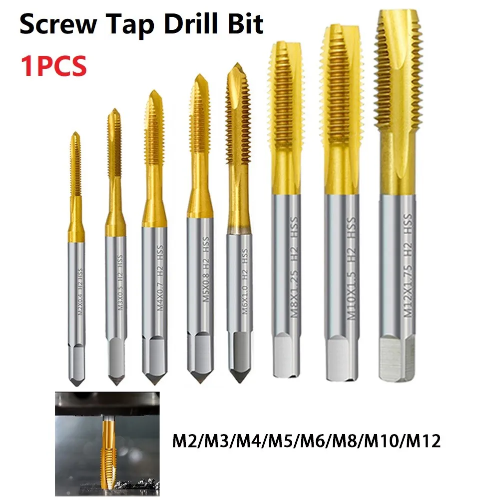 

M2-M12 Metric Straight Flute Thread Tap HSS Titanium Coating Screw Tap Drill Bit For Bicycle Repair Assemble Furniture Hand Too