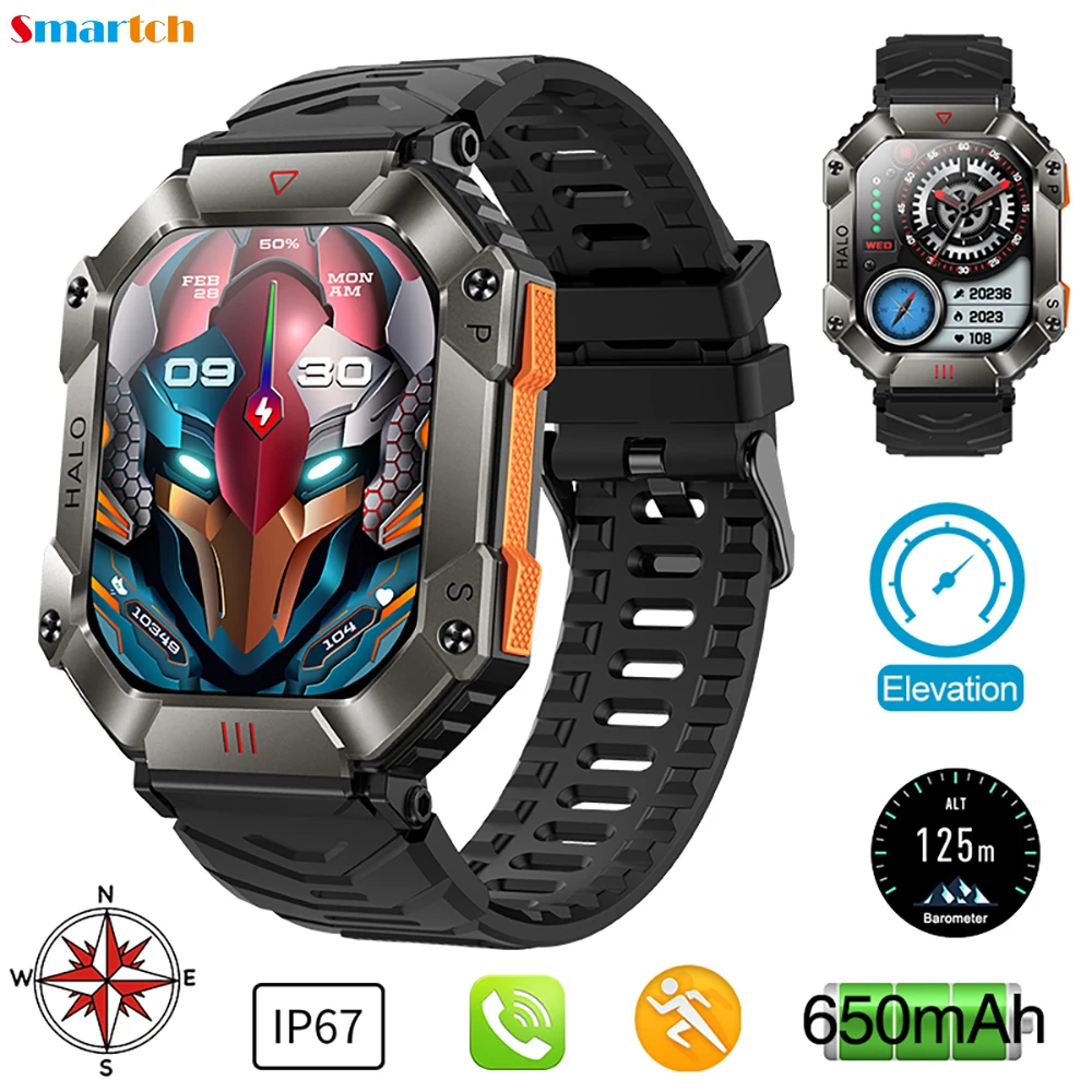 

2024 New 2.0" Outdoors Sports Fitness Blue Tooth Call Smart Watch Waterproof Heart Rate 650Mah Battery Compass Men' Smart Watch