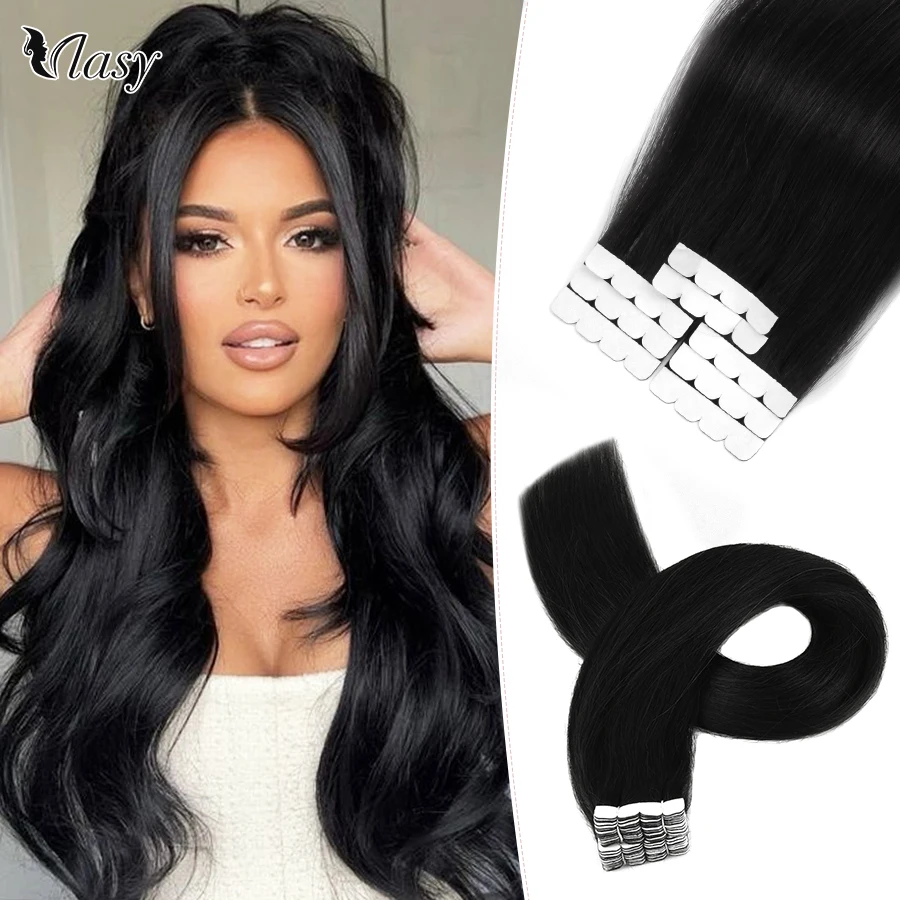 Vlasy Mini Tape in Hair Extensions Human Hair Pure Color Remy Real Human For Women Straight Tape Extensions