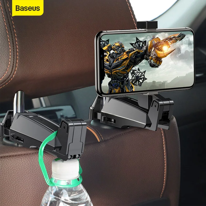 

Baseus Car Back Seat Hook Hanging Storage Mount Holder Mobile Phone 4.0-6.5 inch Universal 360 Rotation Auto Car Phone Holder