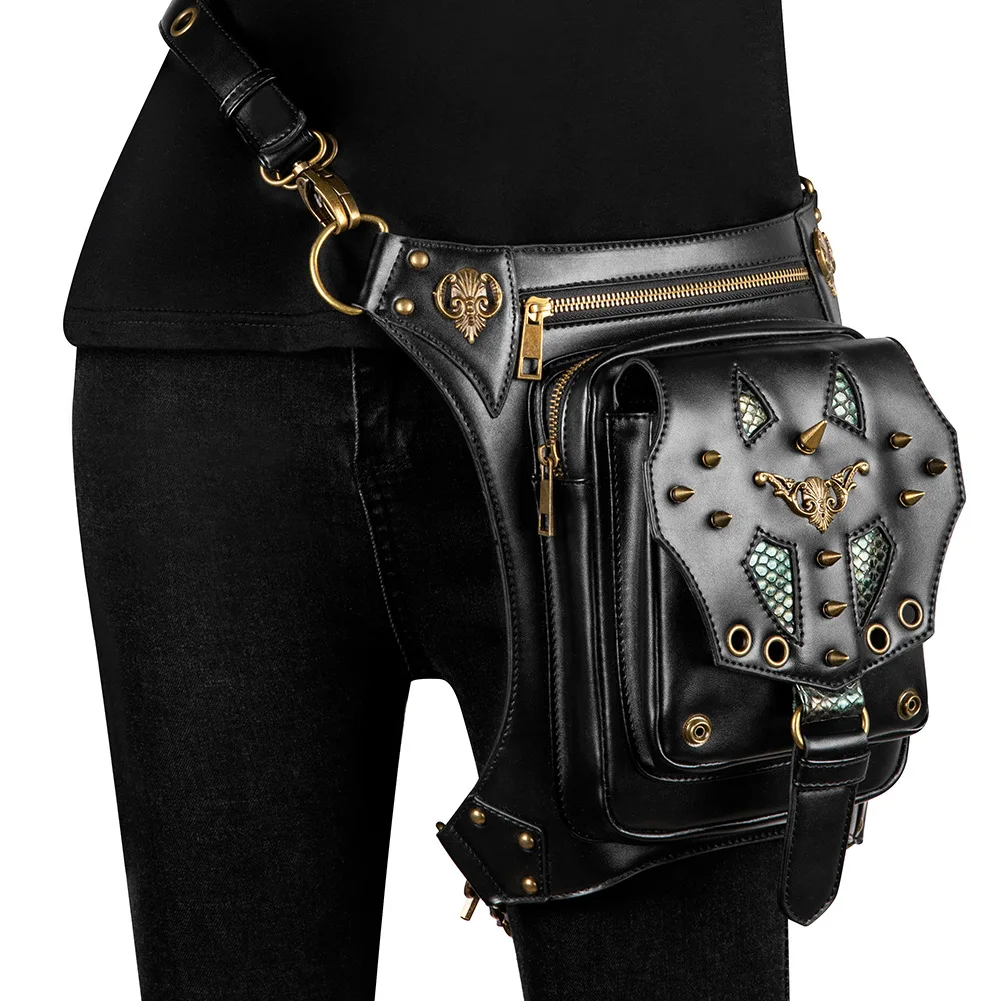 

Unisex Medieval Steampunk Retro Rock Waist Belt Bag Ladies Shoulder Messenger Bag Female Waist Chain Bag Cosplay Accessories