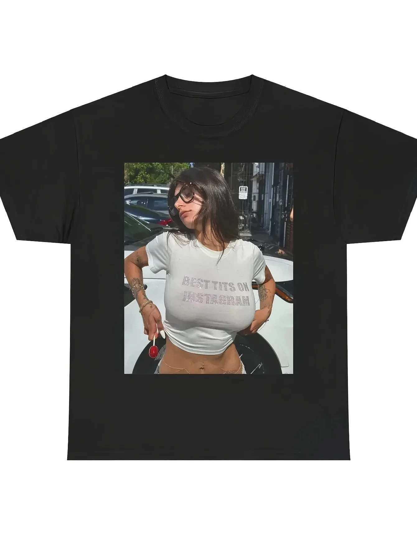 2025 Cotton Tee Harajuku Mia Khalifa Shirt Aesthetic Girl's Clothes Graphic T Shirts Y2k Top Same Style for Couples