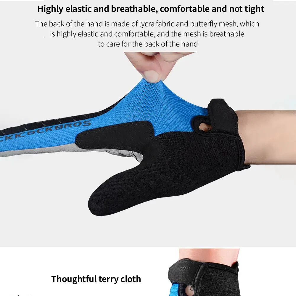 ROCKBROS Spring and Autumn Men's and Women's Cycling Gloves Full Fingered Bicycle Gloves Touchable Screen Bike