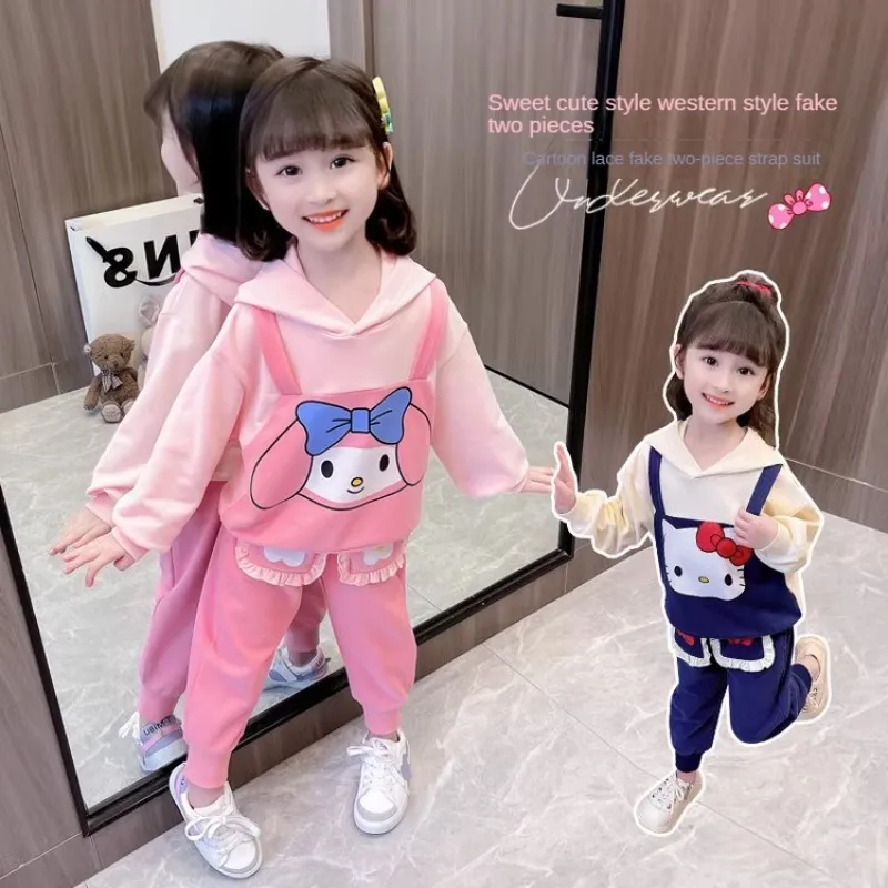 

Girls Clothes Autumn Suit Fake Three Pieces Suspender Suit Sweet Cute Girl Clothes Kids Boutique Clothes for Girl Age 2 To 8