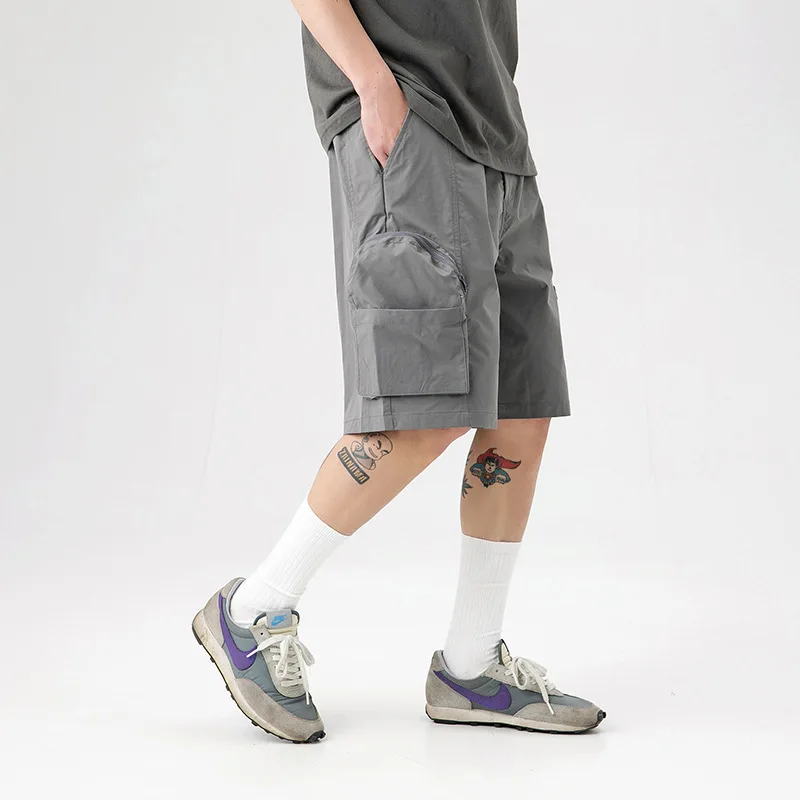 Cargo Shorts Japanese Trend Retro Three-dimensional Large Pocket Loose Five-point Pants Men