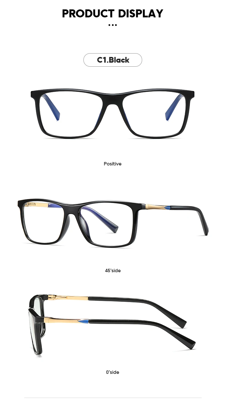Vcka quadratische Mode Myopie Brille Rahmen tr90 Frauen Männer Vintage Anti-Blaulicht Rezept benutzer definierte Optik Brillen-0,50 bis-10 – Detail 14