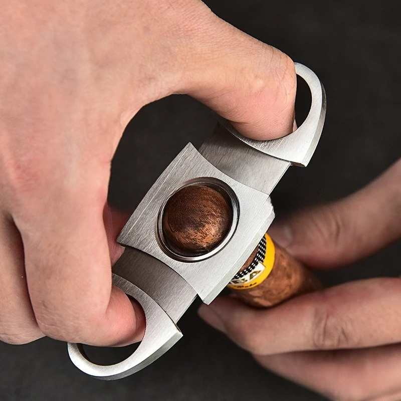 Cigar Accessories Cigar Cutter Stainless Steel  - Guillotine Style with Punch for Premium