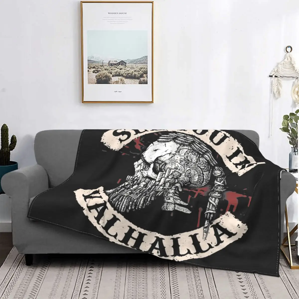 LothbrokBlanketFlannelFleeceNorseValhallaWarriorThrowBlankets