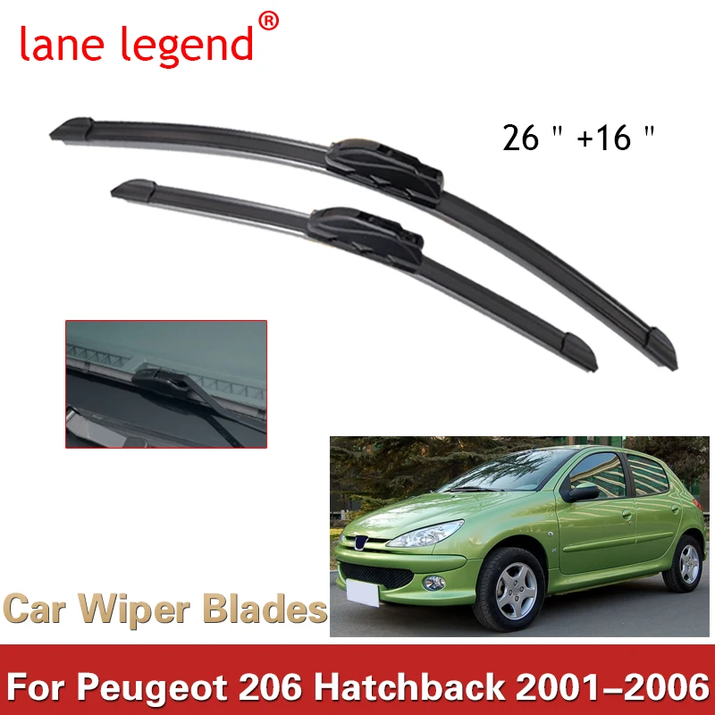 Kit Spazzole Tergicristallo Anteriore Tergicristallo Per Peugeot 206 Hatchback 2001-2006 2002 2003 Parabrezza Parabrezza 26 "+ 16"