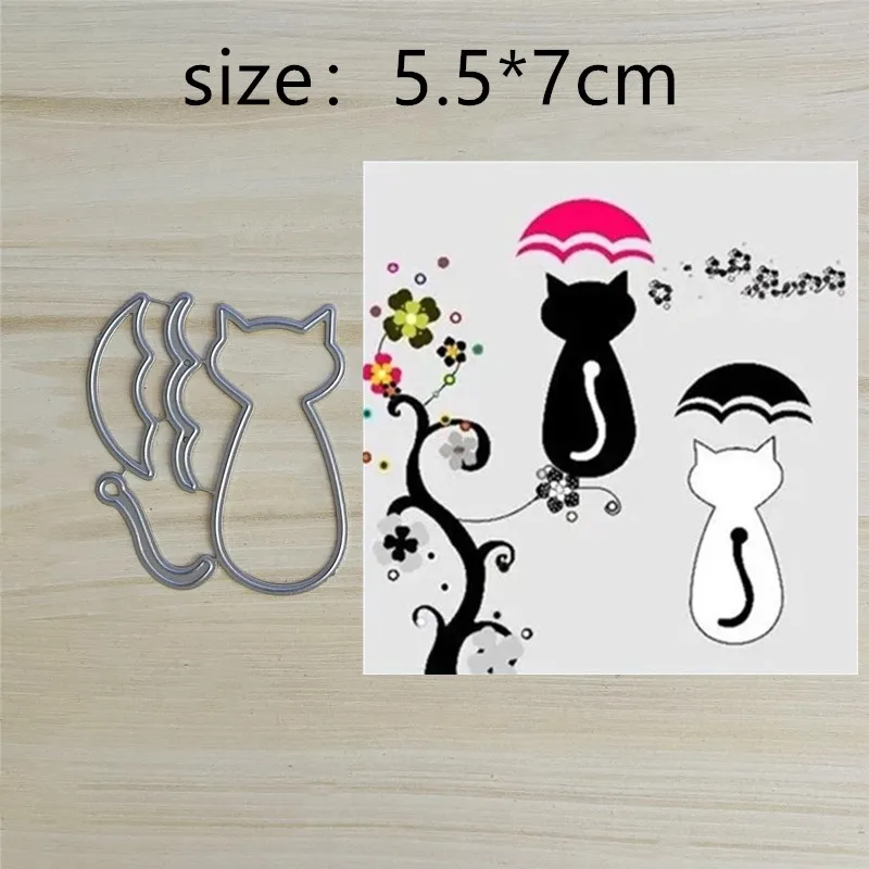 

Cat Umbrella Metal Cut Dies Stencils for Scrapbooking Stamp/Photo Album Decorative Embossing DIY Paper Cards
