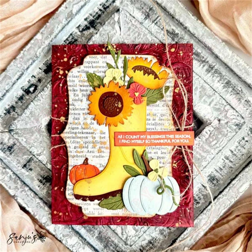 가을 축복 메탈 커팅 다이 스탬프 스텐실 DIY 가을 부츠 다이 스크랩북 카드 용지 엠보싱 템플릿 할로윈 2025 신상품