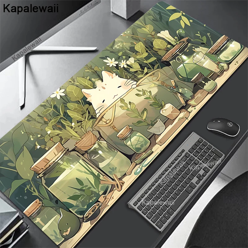 

Cute Cat Mouse Pad Kawaii Mousepad Gamer 900x400 Desk Mat Large Keyboard Pad Computer Table Cushion Desk Accessories XXL Mauspad