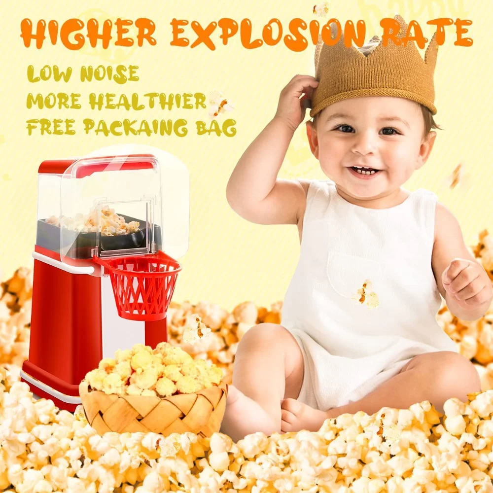 Popcorn Maker 1P Automatic Mini Small Electric Heating Home Healthy Oil-free Children Homemade Snacks Corn Machine 4