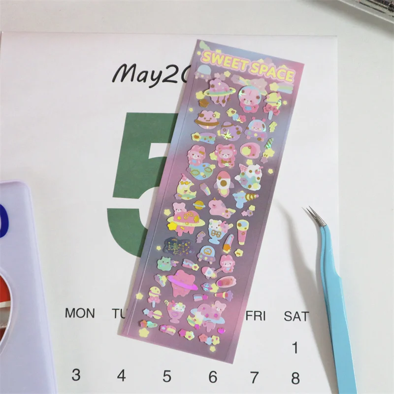 1Pc Kawaii Bear Rabbit Stickers Scrapbooking Decorative Ribbon Cute Sticker Korean DIY Diary Album Stick Label School Stationery