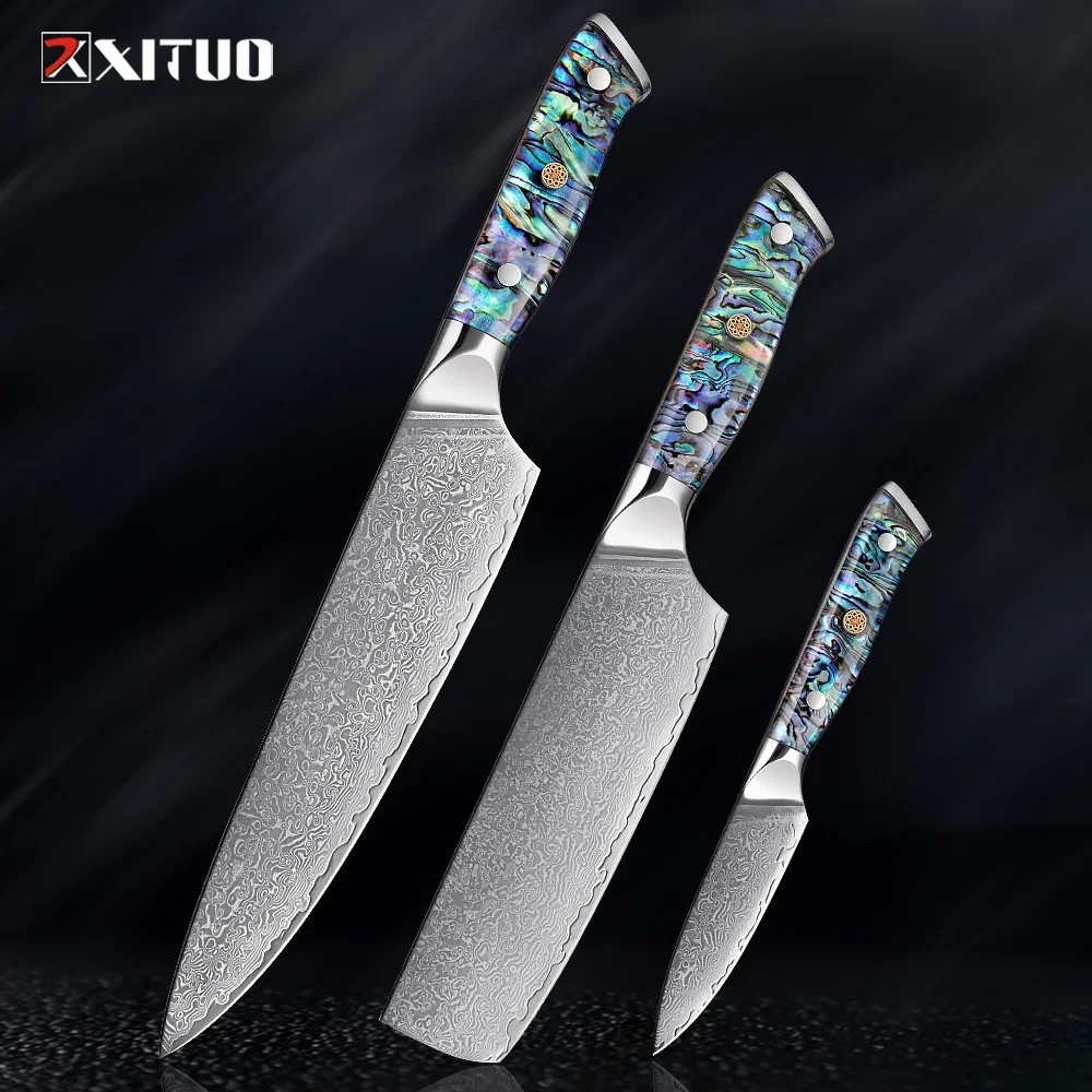 XITUO Damascus Kitchen Knives Set 1-9PCS Sharp Chef Knife