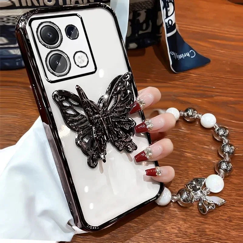 3D Butterfly Glitter Phone Holder Bead Bracelet Case