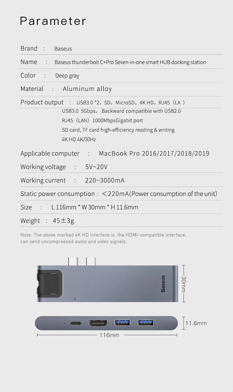 RJ45 Ethernet, USB 3.0, TB 3, adaptador