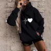 Women's Pullover Fashion Casual Fun Print Hooded Sweatshirt Loose Sports Tops Pullover 4