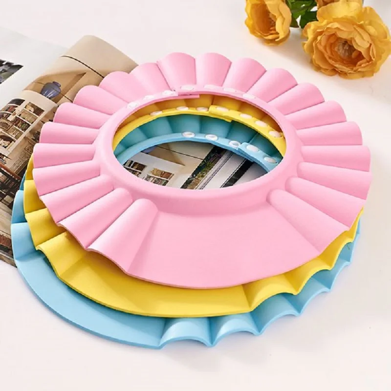 Baby Shower Soft Cap Adjustable Hair Wash Hat For Kids Ear Protection Safe Shampoo Bathing Protect Head Cover hair wash hat shampoo shower cap hair wash shield baby head protector baby ear protector