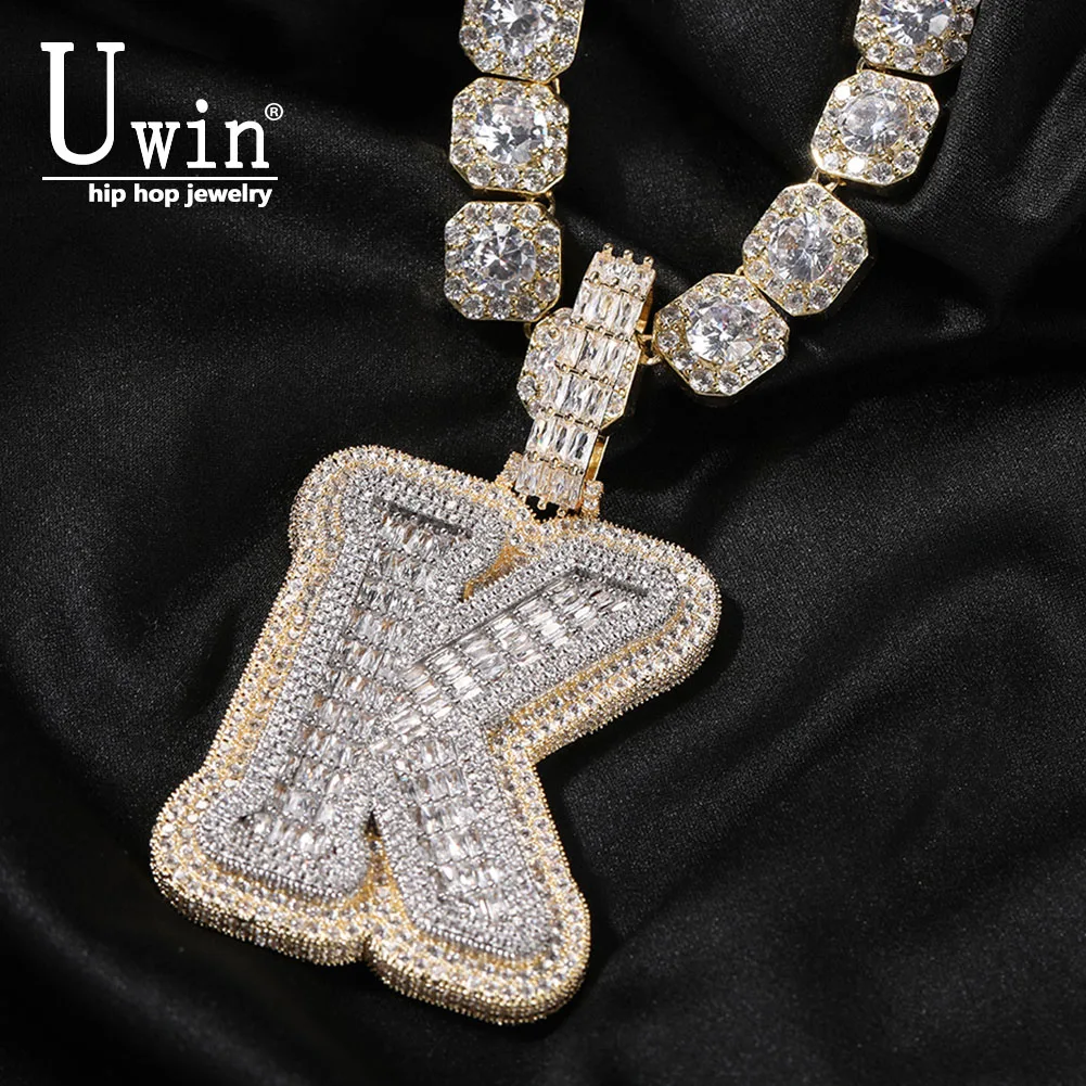 UWIN Custom Name Necklace Letter Pendant With Two Tone DIY Micro Paved Chain  Jewelry usb хаб satechi aluminum type c multi port adapter 4k with ethernet 3xusb 3 0 type c rj 45 hdmi sd micro sd золотистый док станция st tcmag