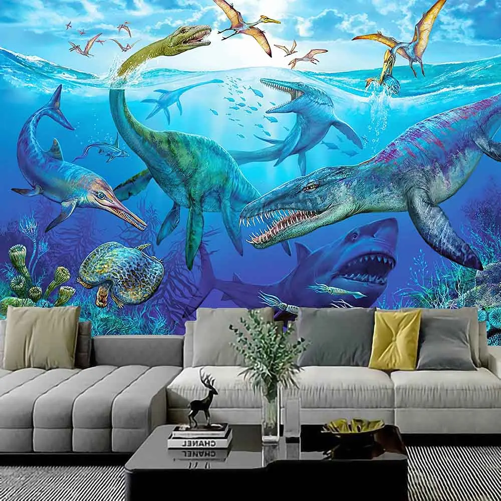 Dinosaur Forest Printing Home Decor Tapestry Wall Hanging Wild Animal Art Theme Beautiful Living Room Bedroom Decorative Curtain
