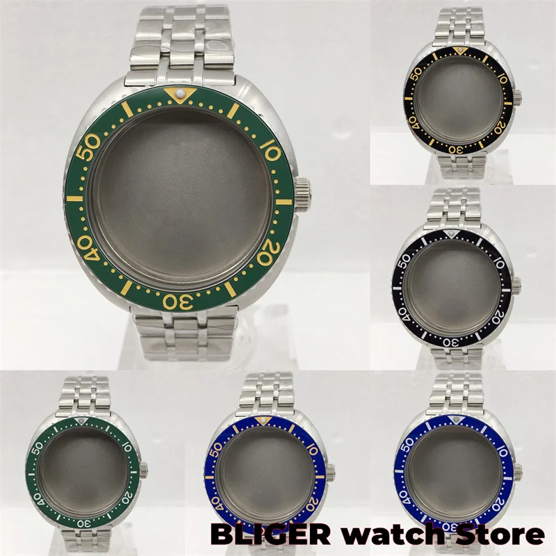 

BLIGER New 43mm Case Fits NH35 NH36 Movement Stainless Steel Bracelet Sapphire Glass Ceramic Bezel