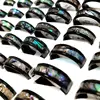 Wholesale 20Pcs/Lot Color Mix Retro Shell Filled Stainless Steel Rings Male Trendy Party Jewelry Lover Band 6