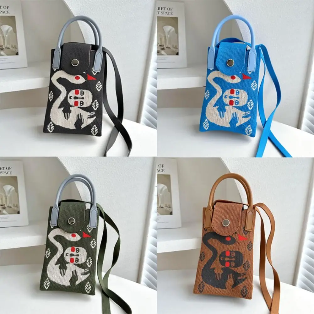 

Cartoon Knit Handbag New High-capacity Knit Knot Wrist Bag Duck Phone Bag Girl