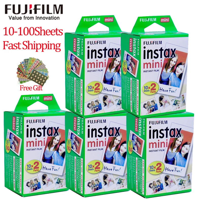 10-100 Fogli Fuji Fujifilm 3 Pollici Instax Mini 12 11 8 9 40 25 Link Film Per Instant Instax Mini 11/9/8/7 + Carta Fotografica Per Fotocamera