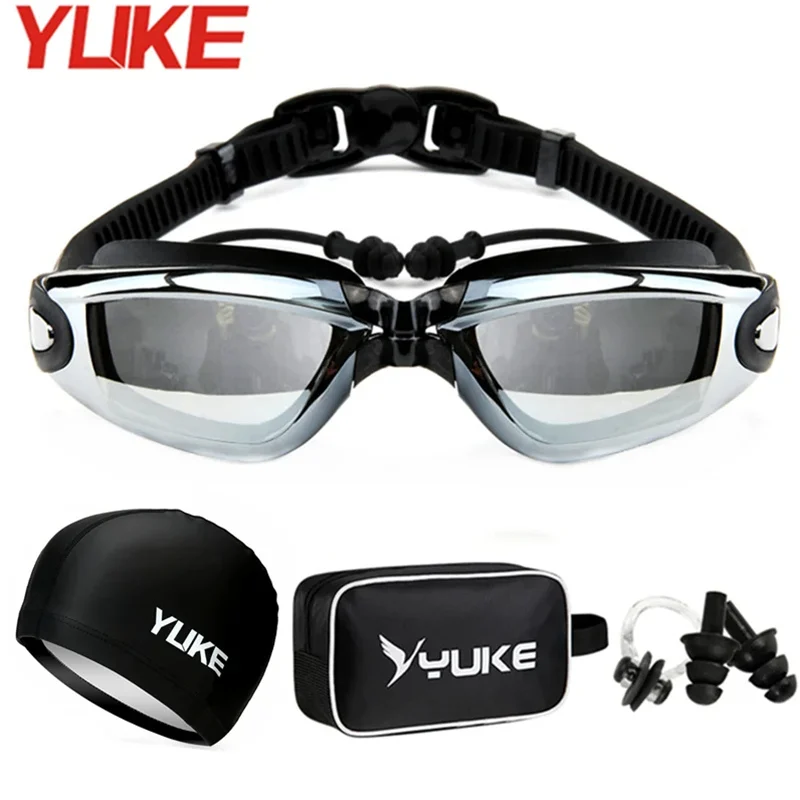 Kit natation professionnel lunettes silicone anti-buée avec bouchons d'oreilles et bonnet - Équipement complet
