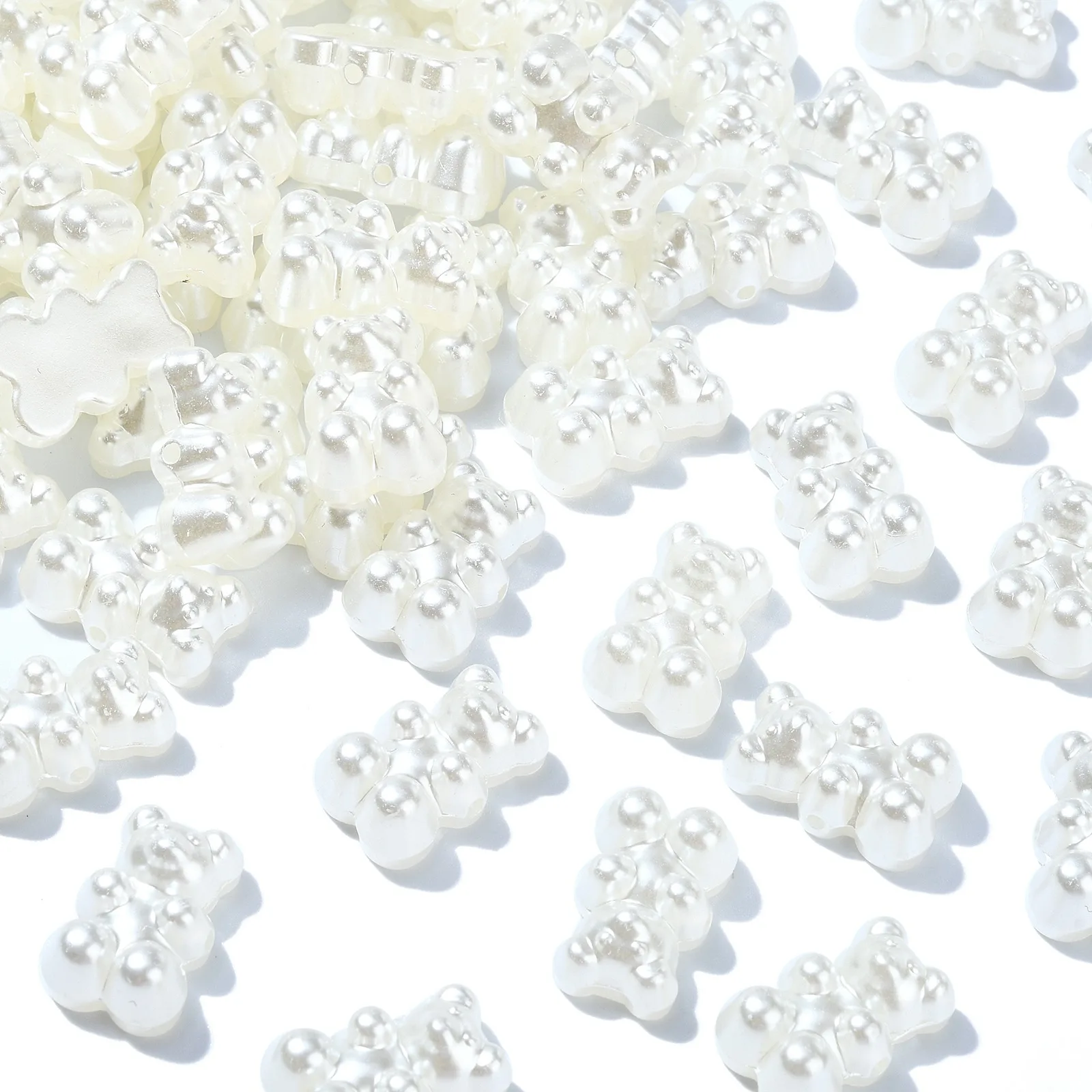 Panda hall 200pcs abs imitiert Perle Acryl Bär Perlen weiß 3d Tier Spacer Perlen für Schmuck Haar herstellung Zubehör – Detail 1