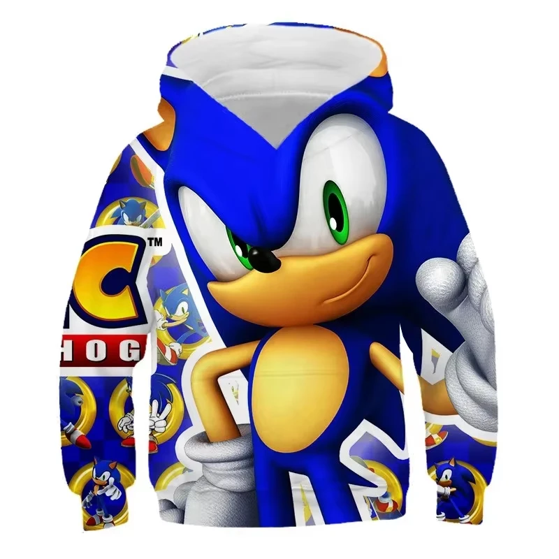 thumbnail image 1 of Sudadera con capucha de moda informal cómoda con impresión 3D de anime Sonic Advance para niños de 4 a 12 años, sudadera con capucha fina de moda para niños, 1 of 5