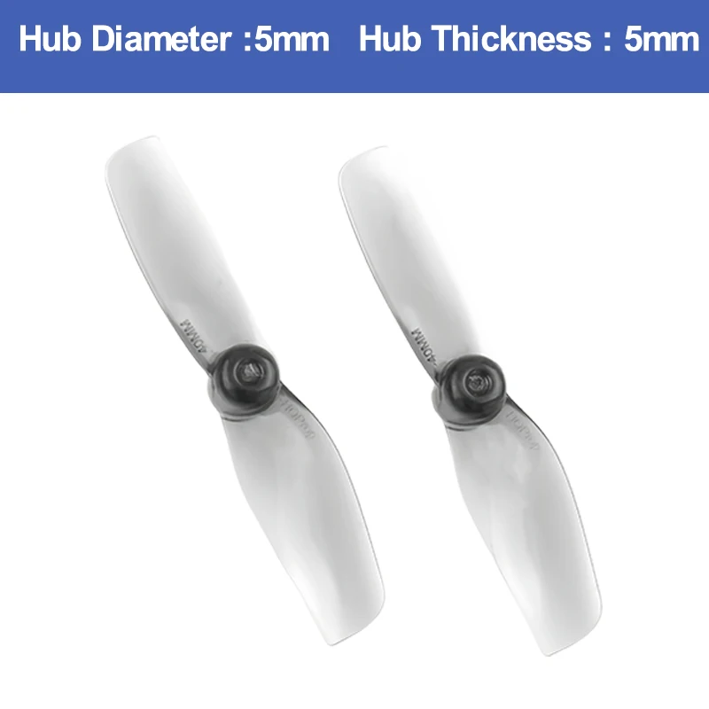 Hélices 40mm 2 pales pour drones FPV micro en polycarbonate, montées sur un drone