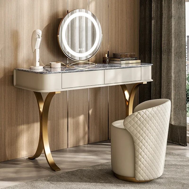 

Nordic Luxury Vanity Table Rock Bedroom Designer Modern Minimalist Dressing Table Bathroom Mesa De Maquillaje Patio Furniture